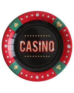 Assiette casino noir, vert et rouge 22 cm